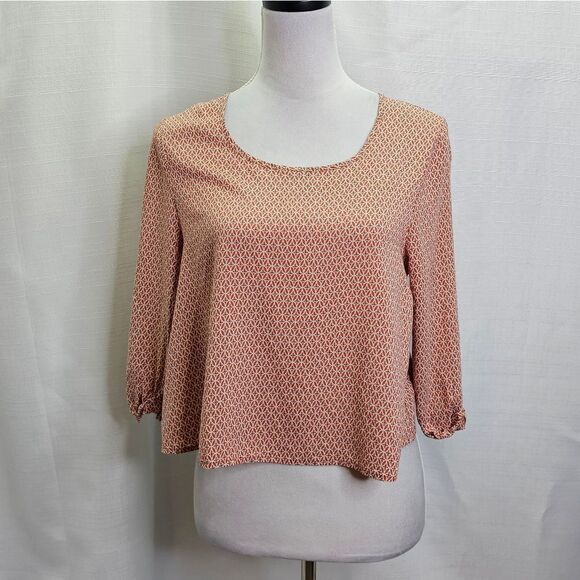 Pins and Needles Urban Outfitters Orange Cropped Popover Blouse Size Medium - Picture 1 of 6